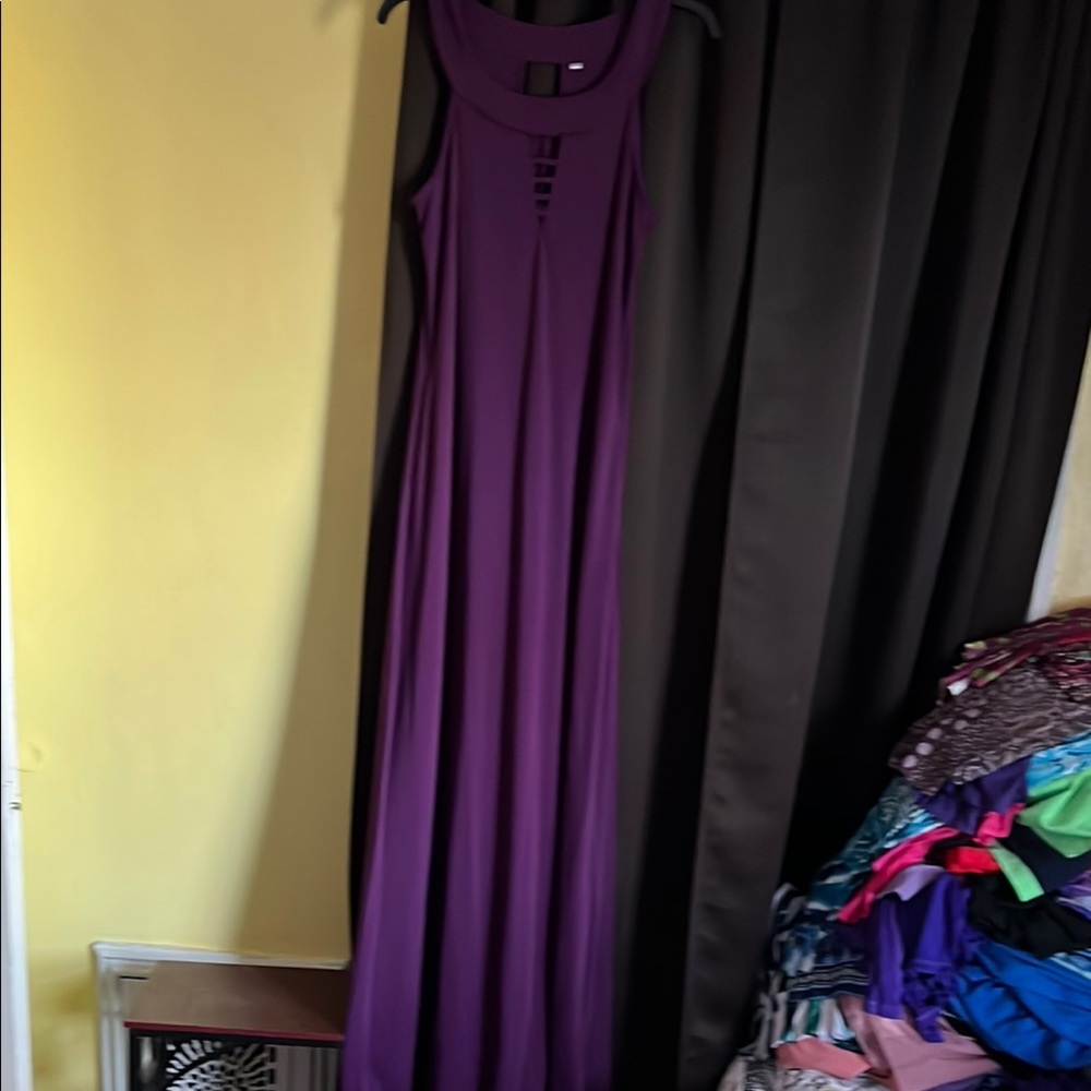 Elegant Purple Maxi Dress With Pockets